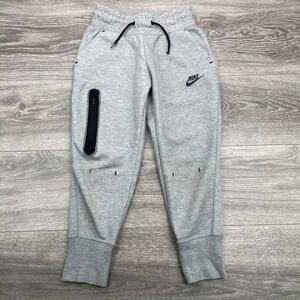 Nike Tech Fleece Joggers Girls XS Heather Gray Drawstring Sweatpants CZ2595-091